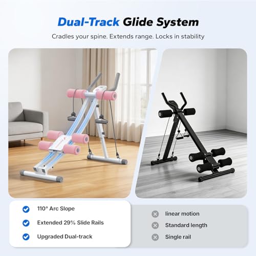 Image of MERACH Ab Machine, Adjustable Dual Track Ab Trainer Machine, Ab Workout Equipment for Home Gym, Ergonomic Arc Track for Better Abs, Foldable Workout Machine for Full Body Workout Home Exercise