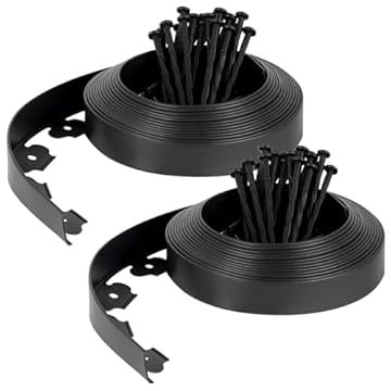 Velway Bordo Giardino Flessibile Lunghezza 20m, Altezza 5cm, con 60 Picchetti - Bordatura da Giardino in Plastica per Prato, Aiuole e Sentieri, Nero