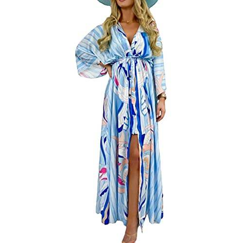 Abito Lungo con Fiori Stampa Floreale Abito a