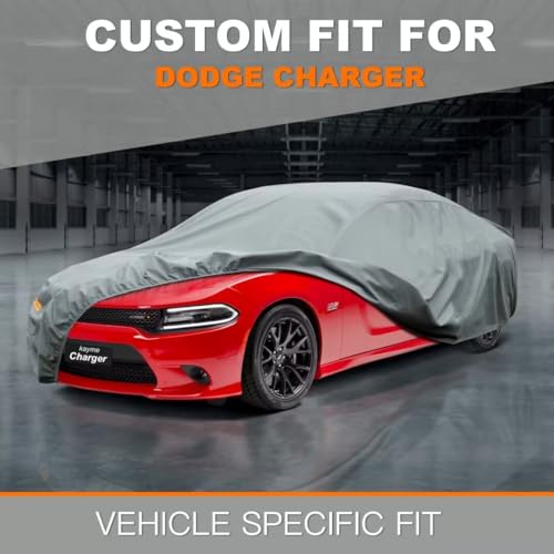 Image of Kayme Heavy Duty Car Cover Custom Fit Dodge Charger (2006-2025), Waterproof All Weather for Automobiles, Full Car Cover - Sun, Rain & UV Protection