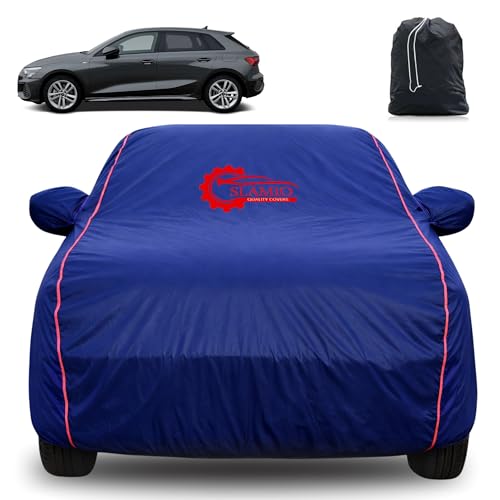 Image of Slamio 100% Waterproof Car Cover for Audi A8 | All-Weather, Dustproof & UV Protection | Heavy-Duty 3-Layer Fabric | Custom Fit with Mirror & Antenna Pocket | Navy Blue
