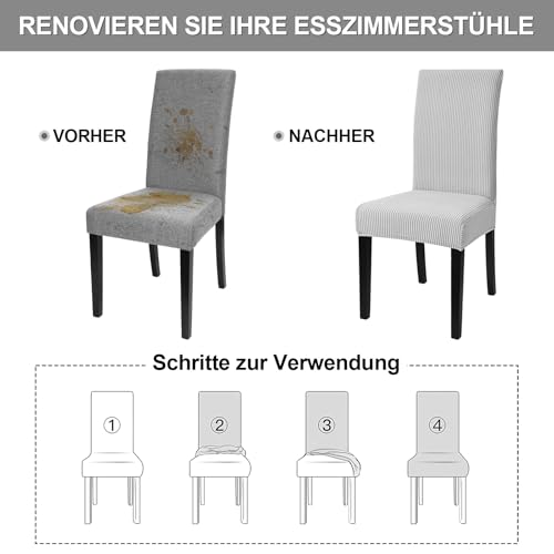 Housses de chaise extensibles de qualité supérieure gris clair - 6