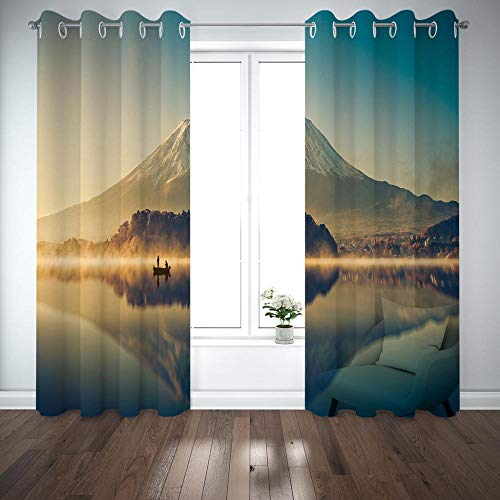 Verduisterende ooggordijnen 110x98" (BxL) gereflecteerde berg op het meer oogje verduisterende gordijnen geluiddicht Super zacht van potlood plooi gordijn voor woonkamer 3D bedrukt oogje venster behandelingen - Image 4