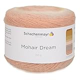 Mohair Dream ist ein feines Lacegarn mit Farbverlauf und einem leichten Mohair-Flausch. Es besteht aus 84% Polyacryl, 8% Mohair und 8% Wolle