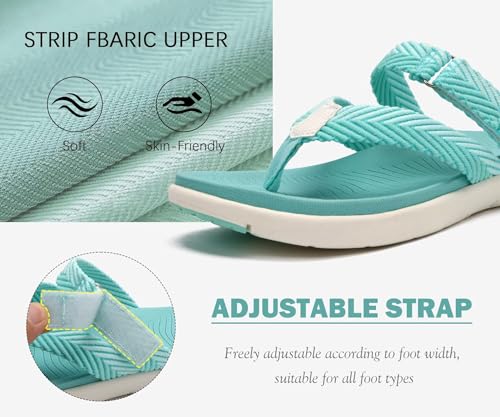 Image of COFACE Womens Trendy Orthotic Flip Flops Lightweight Yoga Mat Thick Cushion Walking Thong Sandals Adjustable Slip On Slippers With Comfortable Plantar Fasciitis Arch Support