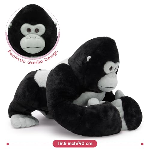 Image of MaoGoLan Giant Gorilla Stuffed Animals - 19.6 inch Large Plush Gorilla with Babies, Soft and Cuddly Companion Toy Gifts for Kids