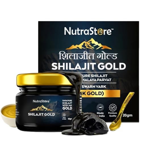 Image of NutraStore Shilajit Gold Resin 20 gm | Pure Himalayan Shilajit with 24K Gold for Energy, Strength, Stamina & Vitality | 85+ Minerals with Fulvic Acid | Shilajit for men | daily health supplement
