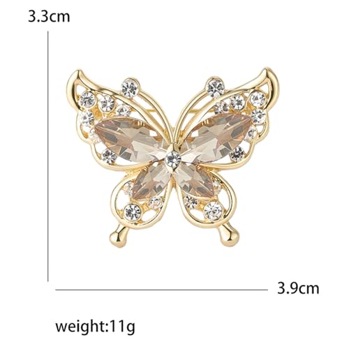 Image of coadipress Butterfly Brooch Pins Chic Romantic Elegant Rhinestone Crystal Insect Brooch Pin Women Corsage Scarf Shawl Clothing Accessories Wedding Party Banquet