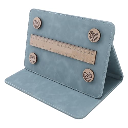 Chart Holder Knitting Tool, Magnetic Fold Up Pattern Keeper Organizer with Ruler for Needle Arts, Home Use, Beech Wood (Blue)