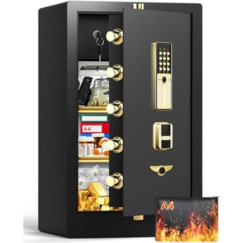 [31.5“ Tall] Heavy Duty Home Safes Water and Fireproof, Extra Large Fire Safe Box for Home, Anti-theft Fireproof Safe with Dual Alarms, Hidden Lock Box, Security Safes for Office Business Cover