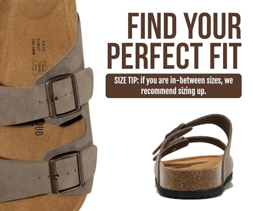 Image of Project Cloud Mens Sandals, 100% Genuine Leather Mens Slides (Heritage) | Memory Foam Insole & Cork Footbed Slides for Men Footwear Non Slip Summer Sandals for Men & Lightweight Sandals Men