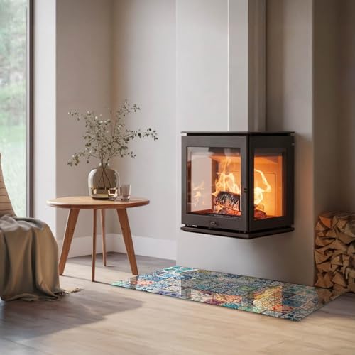 Protección para chimenea resistente a chispas y arañazos en formato rectangular de vidrio 3