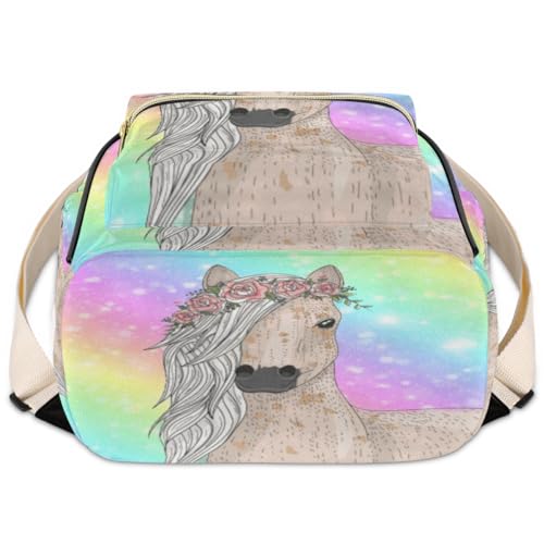 Sac à dos en cuir imprimé cheval galaxie design original et compact 9L