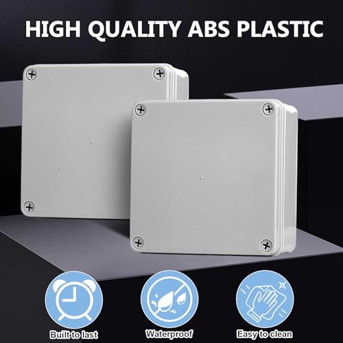 Image of Kanayu Junction Box (6'' x 6'' x 3'') Electrical Conduit Box Waterproof IP65 Water Resistant ABS Plastic Dustproof Enclosure Protect Conduits Fitting Universal for Outdoor Electric Project Gray White
