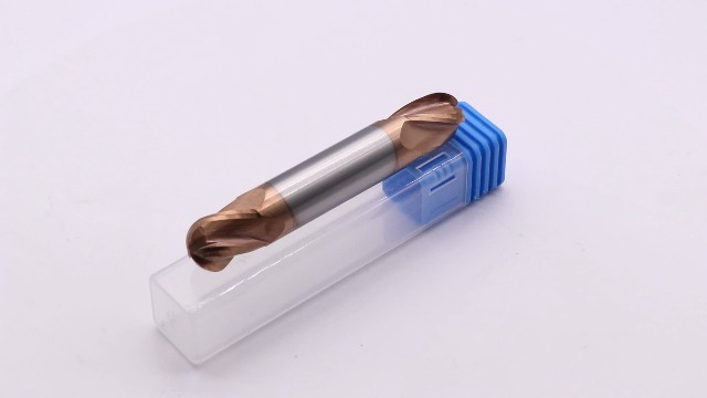 Image of 1 /2 inch 4 Flute Solid Carbide Ball Nose End Mill, Double End, TiSiN Coated | 30 Helix, 1 /2 inch Cutting, 1 /2 inch Shank, 5 /8 inch LOC, 3 inch OAL, for Milling Alloy Steel, Carbon Steel, Cast Iron