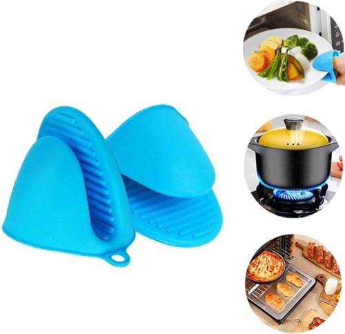 Image of 1Pair Thick Silicone Oven Mitts Heat Resistant Pot Holder, Mini Rubber Oven Glove Mittens Grip Kitchen Gloves, Rubber Pot Holder for Air Fryer, Hot Pans & Baking