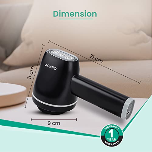 Image of AGARO Alpha Handheld Deep Tissue Wireless & Rechargeable Body Massager, Interchangeable 8 Heads, Mesh Cover, 5 Modes 6 Speed Settings, for Pain Relief, Muscle Relaxation, Back, Arms, Foot, Black