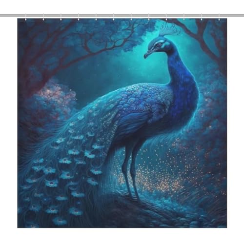 Rideau de douche paon en polyester de qualité supérieure 183x183cm lavable