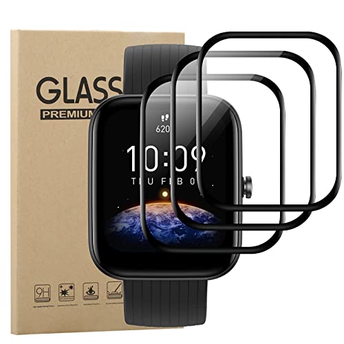 GEJEFA Protector De Pantalla para Amazfit Bip 3 Pro/Amazfit Bip 3, [3 Unidades][Cobertura Completa] 9H Dureza De Alta Definición Protector para Amazfit Bip 3 Pro Cover