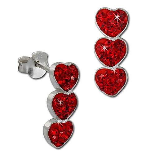 SilberDream Preciosa Pendientes de plata de ley 925 con tres corazones rojos para mujer GSO606R Cover