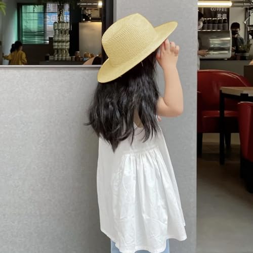 Fedora Hat for Kids Western Cowboy Cowgirl Hats Summer Panama Beach Straw Sun Hat Cap for Boys Girls 4-8 Years3