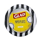 Glad Everyday Round Disposable Paper Plates with Referee Football Design | Cut-Resistant, Microwavable Paper Plates for All Foods & Daily Use | Small 8.5 Inches, 75 Count
