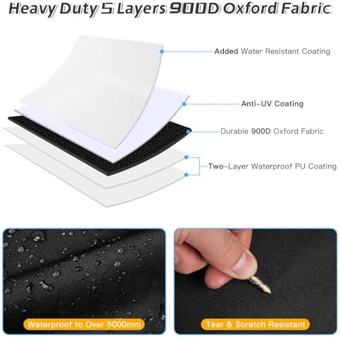 WardWolf Snow Blower Cover, Waterproof Heavy Duty 900D Snowblower Cover, Windproof, Sunproof with Air Vent, Fit Most Single-Stage or Two Stage Snow Blower, Black — view 2