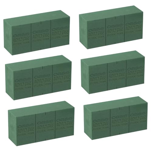 Image of Oasis Pack of 6 Advantage Floral Foam Bricks | Green Florist Foam Blocks for Flower Arrangements in Home Decor, Weddings, Events, Festivals & More | Size 9 x 3 x 4 Inches