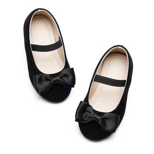 Image of PHIRAMIN Toddler Flower Girl Dress Shoes - Little Girl Ballet Flats Bow Wedding Party