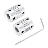 uxcell 2Pcs 5mm to 8mm Aluminum Alloy Shaft Coupling L25xD19 Flexible Coupler Beam for 3D Printer CNC Machine DIY Encoders and Motors Shaft,Silver