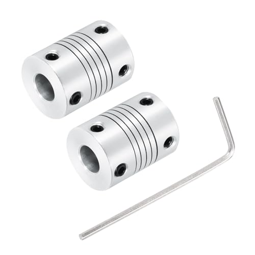 uxcell - uxcell 2Pcs 5mm to 8mm Aluminum Alloy Shaft Coupling L25xD19 Flexible Coupler Beam for 3D Printer CNC Machine DIY Encoders and Motors Shaft,Silver