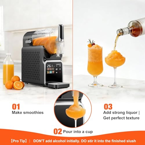 Image of Slushie Machine No Ice Needed, Auto-Clean, 220W Quick Frozen Drink Maker with 6 Preset Programs for Margaritas, Frappes, Milk Shake and More, Slushy Machine for Home, 88oz