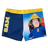 Kinder Badehose | Feuerwehrmann Sam | Größe 104-140 | Badeshorts | Badeboxer, Größe:116, Farbe:Dunkelblau