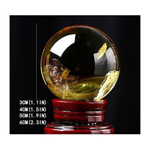 Boule de cristal de roche sculptée jaune, pierre de guérison