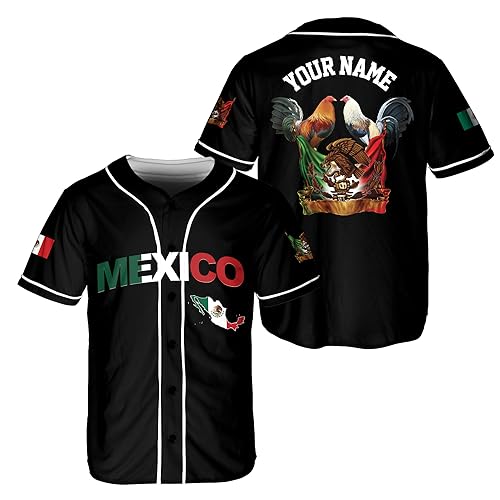 Tinoshop Personalized Rooster Mexican Baseball Jersey Shirts, Rooster Mexico Shirts for Men Women, Mexico APO Baseball Jersey (BJ322)
