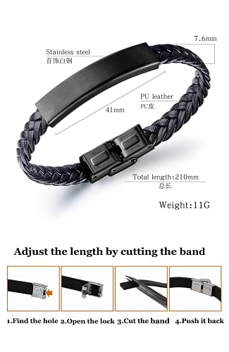 There's No God But Allah Islamic Arabic Calligraphy Leather Bracelet for Men Women, Islam Name of God's Messenger Faith Wristband for Arab Muslims Religious Jewelry Gift for Birthday2