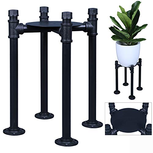 OROPY Plant Stand Industrial Pipe Design, Matte Black Heavy Duty Iron Potted Plants