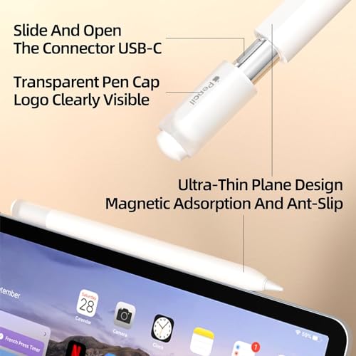 Image of Pencil Case for Apple Pencil (USB-C) 3rd Generation Silicone Protective Cover Sleeve Supports Magnetic Attachment 3rd Gen (White)