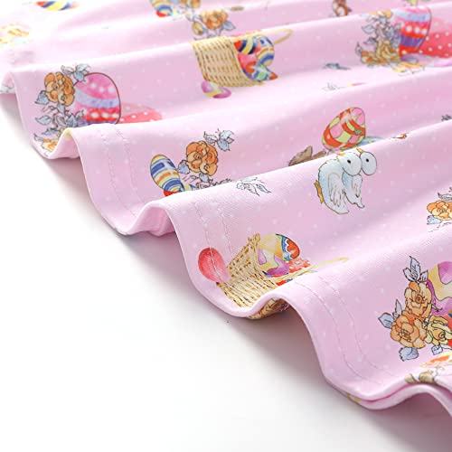 Toddler Girl Bunny Egg Dress Chicks Pattern Flutter Sleeve Princess Party Summer Clothes 5-6Y4