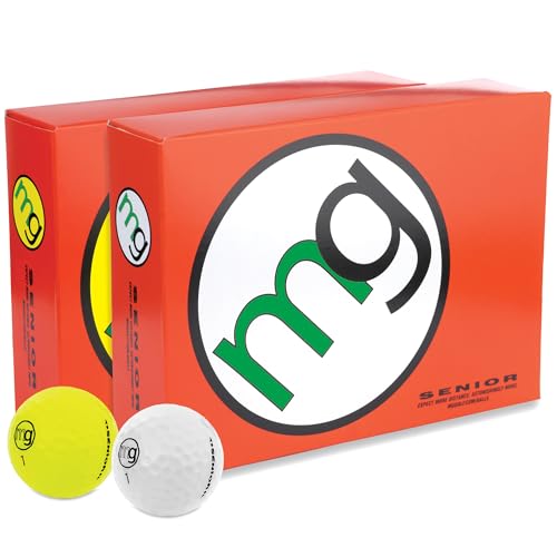 MG Golf Balls Senior Longest with Speed, Distance, & Maximum Enjoyment (1-Dozen) Choose from Classic White or Optic Yellow