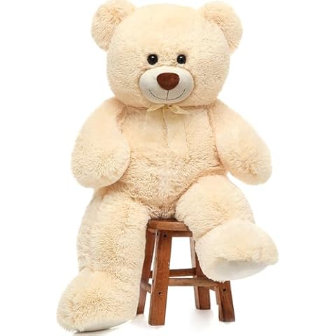 MorisMos Giant Teddy Bear Stuffed Animal 3 ft,36 in Large Teddy Bear,Big Teddy Bear for Baby Shower Decor,Soft Stuffed Bear Plush Toy for Kid Birthday Christmas Girlfriend Valentines Gift,Beige/Cream Cover