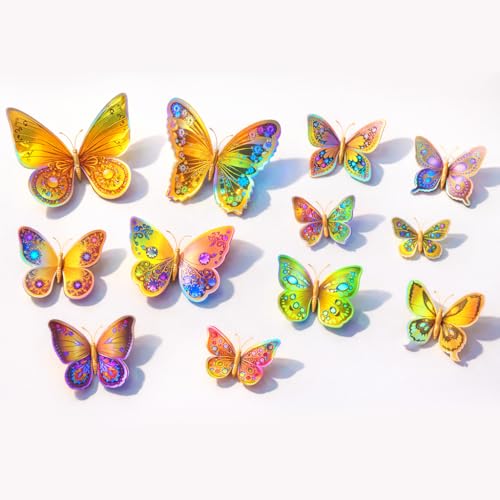 Image of Rangoli 3D Multicolor Butterfly Wall Stickers with Magnet | Removable Self Adhesive Wall Decor for Living Room, Bedroom, Kids Room | Wall & Iron Surface Decoration. Design-21