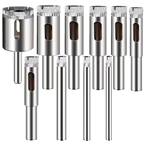 10Pcs Diamond Drill Bit Silver Hollow Core Drill Bit Set for Ceramic, Glass, Porcelain Tile Diamond Hole Saw Tile Set Glass Drill Bit Carbide 4mm 5mm 6mm 8mm 10mm 12mm 14mm 16mm 18mm 28mm 1 10Pcs Diamond Drill Bit Silver Hollow Core Drill Bit Set for Ceramic, Glass, Porcelain Tile Diamond Hole Saw Tile Set Glass Drill Bit Carbide 4mm 5mm 6mm 8mm 10mm 12mm 14mm 16mm 18mm 28mm