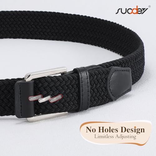 SUOSDEY Men Stretch Woven Belt Golf Braided Belt Casual Elastic Belt Web Belt for Jeans Pants4