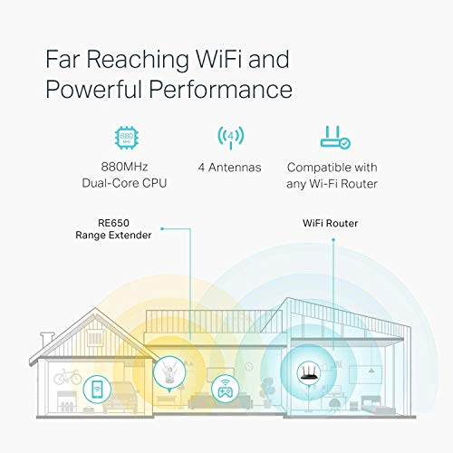 Product Image 1: TP-Link AC2600 WiFi Extender(RE650), Up to 2600Mbps, Dual Band WiFi Range Extender, Gigabit port, Internet Booster, Repeater, Access Point,4×4 MU-MIMO