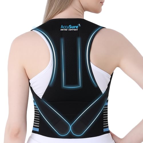 Image of AccuSure Nylon P101 Posture Corrector Belt Universal Size Fit For All | Adjustable Back & Shoulder Brace For Adults | Pain Relief, Spine Alignment & Improved Posture | Breathable & Comfortable Support