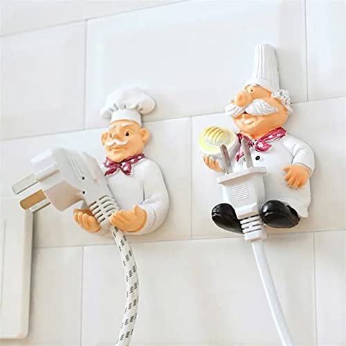 shopurb Resin Wall Mounted Adhesive Cook Chef Design Power Plug Socket Holder Door Hook Hanger Organizer (White) - Set of 2 Pcs (B0BVRFTTP5) Amazon Price History, Amazon Price Tracker