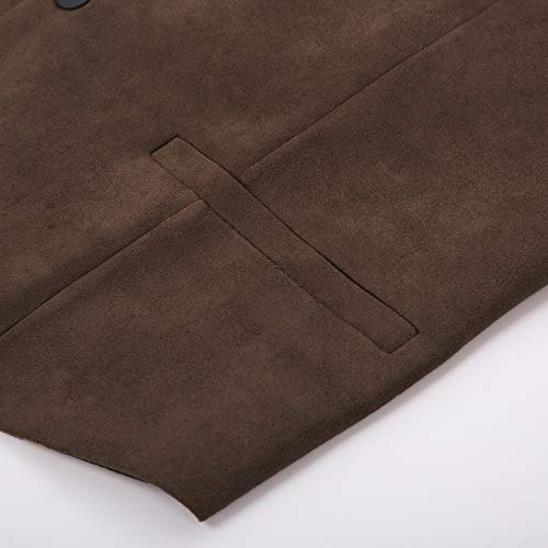 Pj Paul Jones Mens Suede Leather Suit Vests Western Cowboy Dress Vest For Halloween Cosplay Coffee 2Xl thumb #4