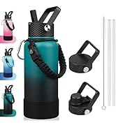BJPKPK 32oz Insulated Water Bottles with 3 Lids, Paracord Handle & Non-slip Boot, Stainless Steel...