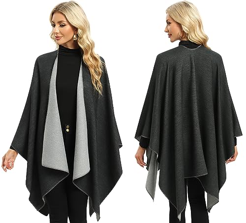 Femdouce Women's Warm Blanket Shawl Wrap Lightweight Open Front Poncho Cape for Spring Fall Winter